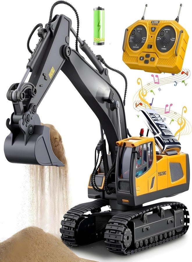 JOYJAY 2.4GHz Remote Control JCB Toy Excavator for Kids - 1:20 Scale 11-Channel Metal Remote Control Construction Vehicle with Lights, Sounds & 680° Rotation Yellow Digger Truck (Ages 6-12) - Image 1